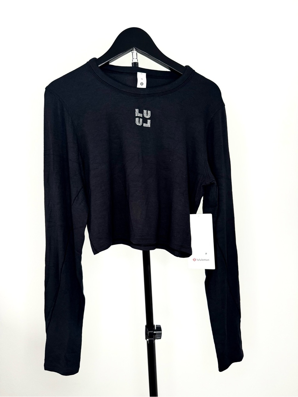 Lululemon Hold Tight Long Sleeve Jewelled Black NWT Size 12 Rhinestone